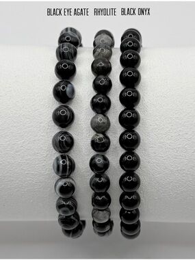 Balance Emotional Healing Black Eye Agate, Rhyolite, Black Onyx Bracelets